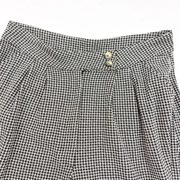 Free People Josie Houndstooth Wide Leg Pants Trousers Black White High Rise Boho